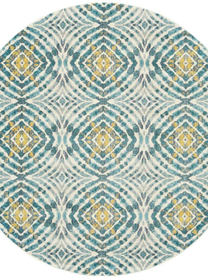 Feizy Keats Abstract Ikat Print Rug - Available In 8 Sizes - Teal Blue & Golden