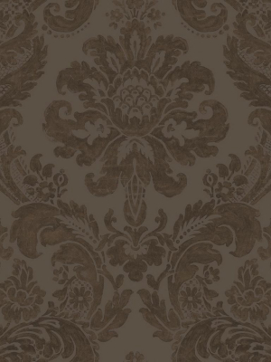 Shadow Damask Wallpaper In Brown From The Moonlight Collection By Brewster Home Fashions