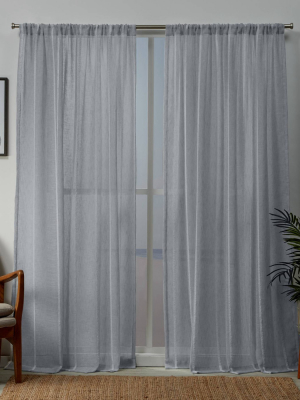 Santos Rod Pocket Sheer Window Curtain Panels - Exclusive Home