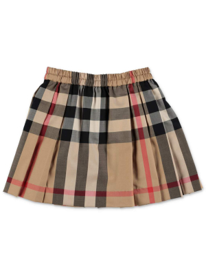 Burberry Kids Check Print Pleated Skirt