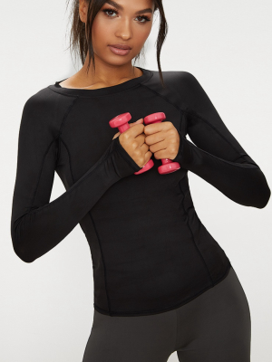 Black Long Sleeve Gym Top