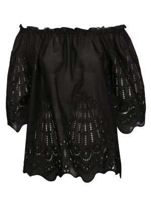 Alberta Ferretti Embroidered Lace Blouse