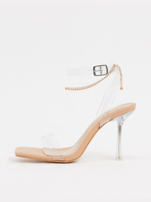 Public Desire April Heeled Sandal With Anklet In Beige