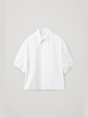 Puff Sleeve Boxy Cotton Shirt