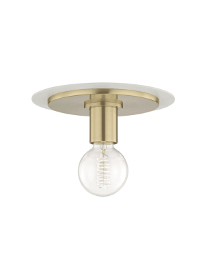 Milo 1 Light Small Flush Mount - Aged Brass/white