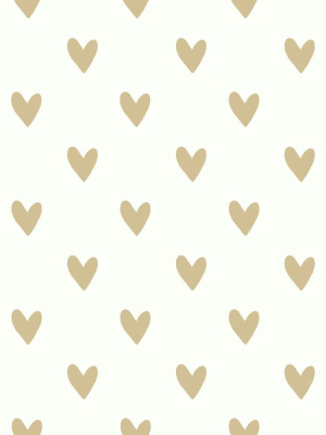 Heart Spot Peel & Stick Wallpaper In Gold By Roommates For York Wallcoverings