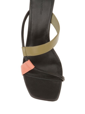 Delfine Kitten Heel - Black / Khaki / Salmon