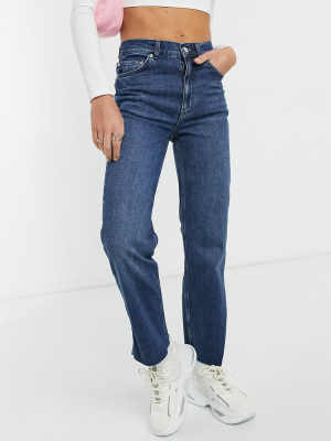 Asos Design High Rise Stretch 'effortless' Crop Kick Flare Jeans In Smokey Darkwash