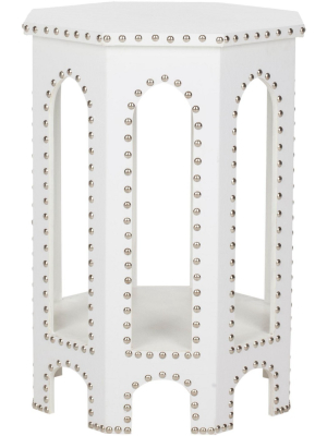 Nara End Table - White/silver - Safavieh.