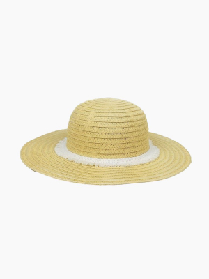 Fringe Raffia Braid Sun Hat (kids) - White