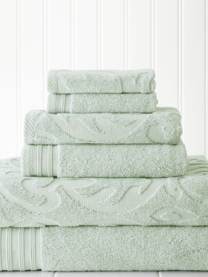 Modern Threads 6 Piece Jacquard Medallion Swirl Towel Set.