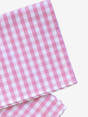 Large Rosy Gingham Napkins - Set Of 4