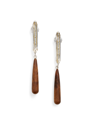 Burled Wood Drop Earrings