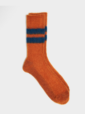 Rototo Reversible Brushed Mohair Sock In Orange