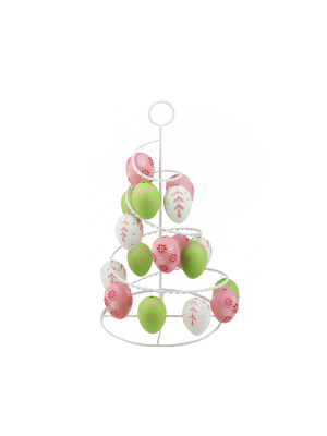 Northlight 14.25" Floral Cut-out Spring Easter Egg Tree Decoration - Pink/green