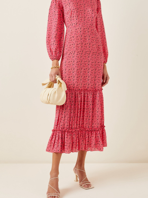 Monet Printed Silk-cotton Midi Dress