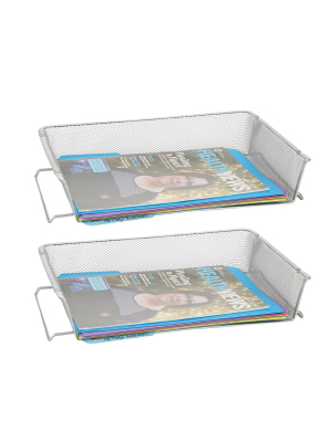 Mind Reader 2pc Stackable Letter Trays Side Load Silver