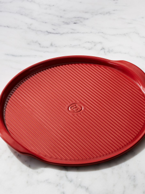 Emile Henry Red Ribbed Pizza Stone