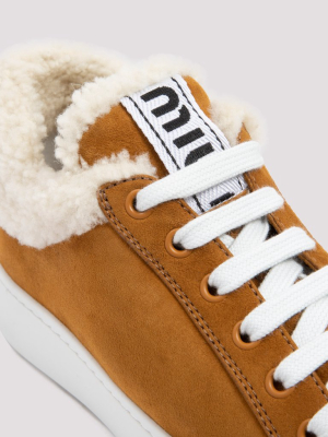 Miu Miu Fur Trim Logo Sneakers