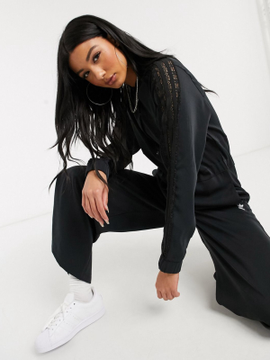 Adidas Originals Bellista Lace Insert Jumpsuit In Black