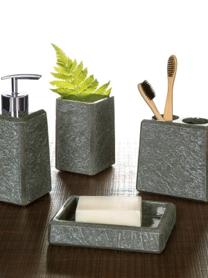 4pc Fauxstone Lotion Pump/toothbrush Holder/tumbler/soap Dish Set Natural - Allure Home Creations