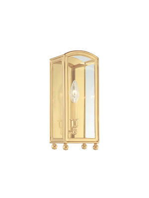 Hudson Valley Lighting Millbrook Sconce - Aged Brass & Clear