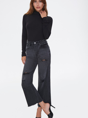 Frayed Flare Ankle Jeans