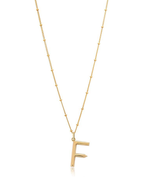 F Initial Necklace - Gold