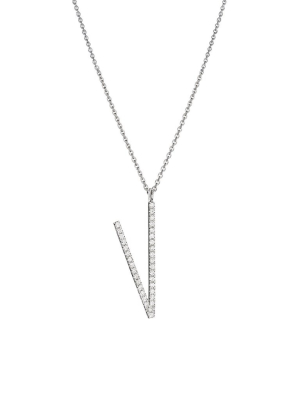 Type Letter "v" Diamond Pendant Necklace