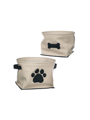 Sullivans Set Of 2 Paw & Bone Baskets 9.25"h & 7.5"h Off-white