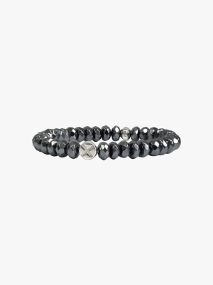 X Bolt Charm Hematite Beaded Bracelet