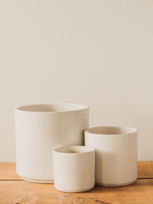 Modern Cylinder Pot, White