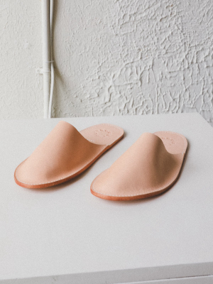 Unisex House Shoes In Natural Vachetta Leather