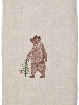 Bear With Tinsel Tea Towel