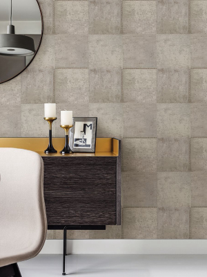 Vela Distressed Geometric Wallpaper In Taupe From The Polished Collection By Brewster Home Fashions