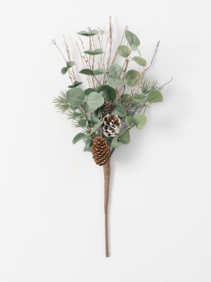 Sullivans Artificial Eucalyptus, Pine And Cone Pick 20.5"h Green