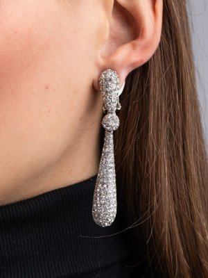 Crystal Ball And Bat Drop Clip Earrings