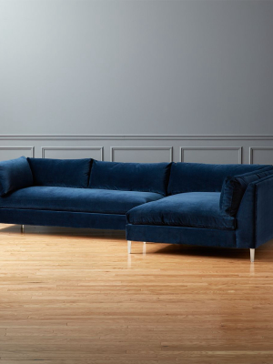 Decker 2-piece Blue Velvet Sectional Sofa