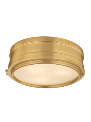 Rye 3 Light Flush Mount Aged Brass