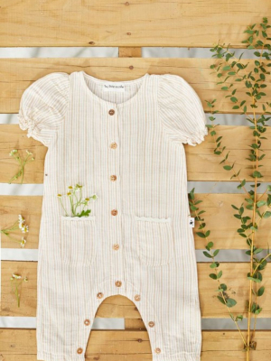 Linen Cotton Striped Baby Jumpsuit