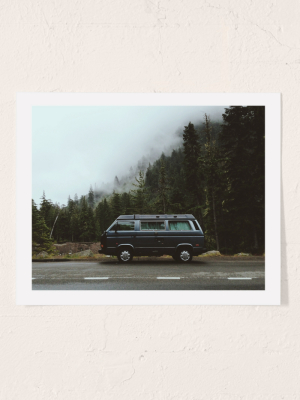 Kevin Russ Foggy Rainer Camper Art Print