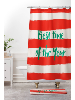 Zoe Wodarz Best Time Of The Year Shower Curtain Red - Deny Designs