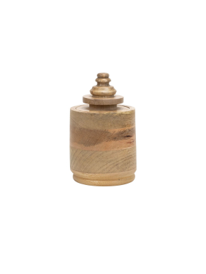 Natural Mango Wood Canister With Lid - Foreside Home & Garden