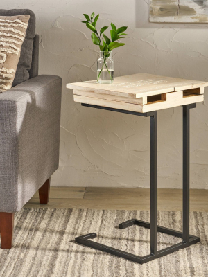 Pauger Industrial C-shaped Accent Table - Natural - Christopher Knight Home