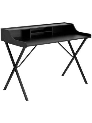 Hailey Black Desk With Top Shelf