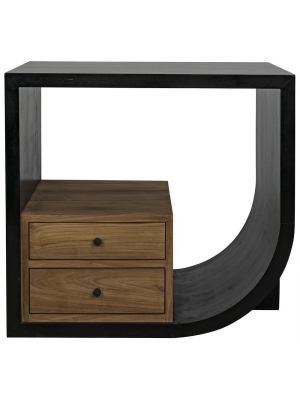 Noir Burton Hand Rubbed Black Right Side Table