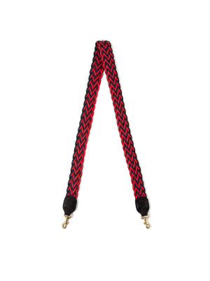 Crossbody Strap Red & Navy Braided W/black Tabs