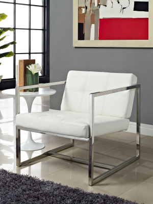 Hover Upholstered Vinyl Lounge Chair White - Modway