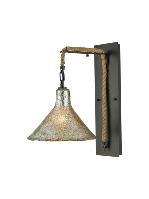 Hand Formed Glass 1-light 18 X 10 X 10 Wall Lamp In Oiled Bronze With Mercury Glass