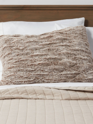 Standard Ruched Faux Fur Pillow Case Brown - Threshold™